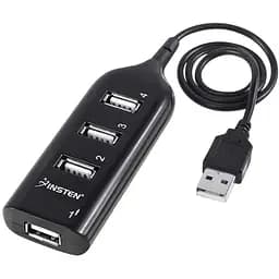 USB Хаб Розветвитель Пассивный Insten 4-Port Black