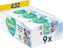 Дитячі вологі серветки Pampers Harmonie Aqua Щенячий Патруль 432 шт. (9 уп. по 48 шт.) - мініатюра 2