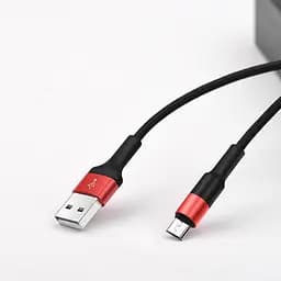 Кабель Hoco X26 USB to MicroUSB 1 м черный, красный