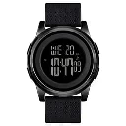 Мужские спортивные наручные часы Skmei 1502 (Черный с черным циферблатом)