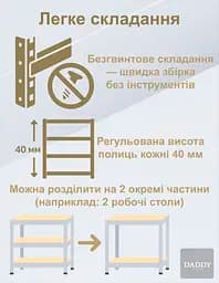 Стелаж 4P StrongShelf 180X90X40см чорний навантаження 175кг/полицю - мініатюра 4