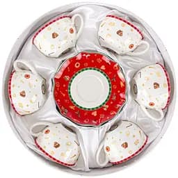 Чайний набір Lefard Christmas Delight, 250 мл, білий з червоним (985-147) - мініатюра 6
