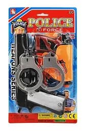 Полицейский набор 2323-19, 2 пистолета, наручники, кобура, патроны, на блистере (6969885401439)