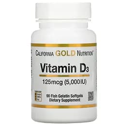 Вітамін Д-3 California Gold Nutrition Vitamin D3 125 mcg (5000IU) 90 softgels
