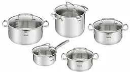 Tefal Набір посуду Duetto Plus, 10 предметів, нержавіюча сталь, скло G719SA55