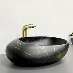 Умивальник VBI Valiano marble black matt накладний VBI-016101, Чорний матовий - мініатюра 4