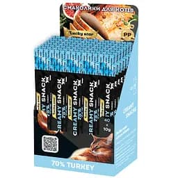 Пюре лагідне для котів з м'яса індика Lucky Star в шоубоксі 400 г (40 стіків по 10 г)