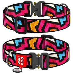 Ошейник для собак Waudog Nylon нейлоновый с QR паспортом рисунок Граффити Размер XXL