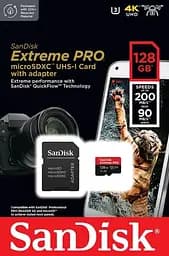 SanDisk microSD 128GB C10 UHS-I U3 R200/W90MB/s Extreme Pro V30 + SD (SDSQXCD... - мініатюра 5