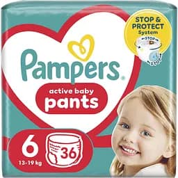 Підгузки-трусики Pampers Active Baby Pants Розмір 6 (13-19 кг) 36 шт. 