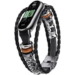 Ремінець вінтажний Carprie для фітнес-браслета Xiaomi Mi Band 8 і 9 Type A Black-black