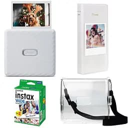 Подарунковий набір Фотопринтер Fujifilm Instax Link Wide, Фотопапір 20 шт, Прозорий чохол, Фотоальбом на 64 фото Білий