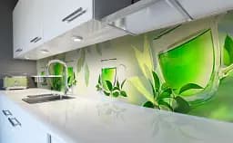 Кухонний фартух Happy Pocket Зелений Чай вінілова наклейка для кухні ПВХ листя Напої 60х200 см Z181379