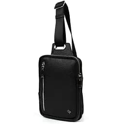 Мужская кожаная сумка-слинг в чёрном цвете GRANDE PELLE 20х14х3.5 см sum0028221