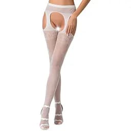 Эротические колготки-бодистокинг Passion S005 white имитация чулок и пояса для чулок S/M/L