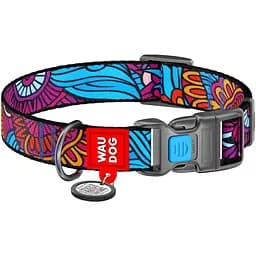 Ошейник для собак Waudog Nylon Лето, c QR паспортом, пластиковый фастекс, 35-58х2,5 см