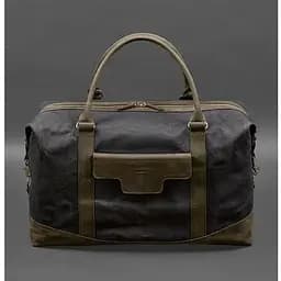 Дорожная сумка из конваса и натуральной кожи Crazy Horse темно-коричневая