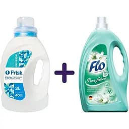 Набір: Гель для прання Frisk Universal 2 л + Кондиціонер для білизни Flo Pure Nature 2 л