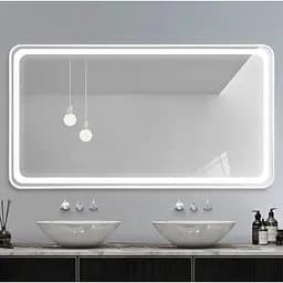 Дзеркало Dusel Led DE-M0065D Silver 80x65 см сенсорне включення + підігрів, Сірий - мініатюра 2