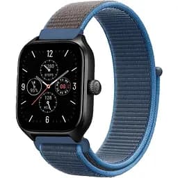Ремінець нейлоновий на липучці BeWatch Xiaomi Amazfit BIP/GTS/GTR 20 мм Синій із сірим (1011356.3UW)