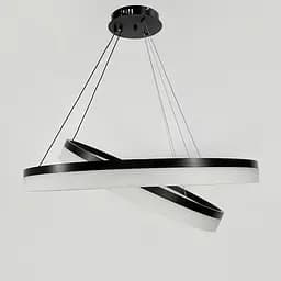 Сучасна люстра на два кільця 80+60 см у чорному каркасі | Line F | Арт. YO18-800+600 BK