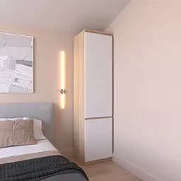 Шафа пенал Vays R-22 Дуб Сонома-Білий фасад, з полицями, ЛДСП, 50×50×211 см - для одягу, білизни, зберігання, спальня, передпокій