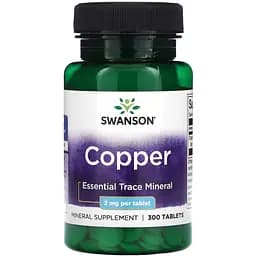 Мідь Swanson Copper 2 мг 300 таблеток (100-29-1562566-20)