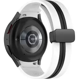 Ремінець для Samsung Galaxy Watch 6 40mm 6 44mm - біло-чорний ширина кріплення 20мм силікон Watchbands Cls-line-black (W36-1W432432)