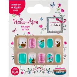 Дитячі накладні нігті Lukky Crazy Spots багаторазові 10 шт. (T20809)