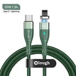 Кабель магнітний із швидкою зарядкою Elough 14 Contact 3 A, Type C - Lightining 2 м, Green - плаский конектор