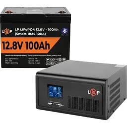 Джерело безперебійного живлення (ДБЖ) LogicPower LPE-B-PSW-1500VA + LiFePO4 батарея 12.8V-100Ah Smart BMS BT (20484) [110278]