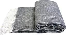 Плед бавовняний Vladi Валенсія Паркет 140х200 білий-антрацит