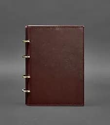 Шкіряний блокнот на кільцях (софт-бук) 9.0 з твердою бордовою обкладинкою