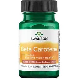 Бета-каротин Вітамін А Swanson Beta-Carotene 25.000 IU (7.500 мкг RAE) 100 капсул (100-59-5551913-20)