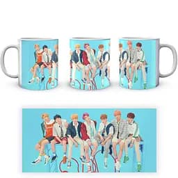 Кухоль GeekLand Bangtan Boys BTS Яскраво-блакитний фон Турніки CP 04.473.948 330 мл білий - мініатюра 3