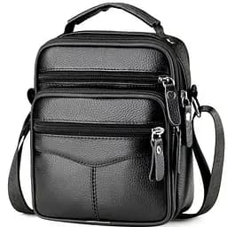 Чоловіча сумка барсетка 17x21x9, шкіряна сумочка планшет Tiding Bag 75003 чорна 170