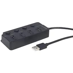 Хаб Usb Gembird UHB-U2P4P-01, черный, Usb 2.0 - 4xUsb 2.0, кабель 80 см, кнопка выключения для каждого порта