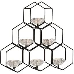 Свічник J-line металевий у формі сот на 6 свічок 42 см чорний (7540)