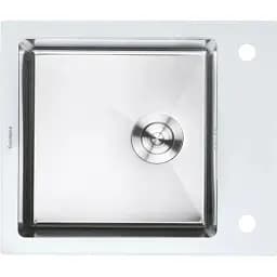 Кухонна скляна мийка Platinum Handmade White Glass з нержавіючої сталі 3 мм прямокутна 60x51x20 см