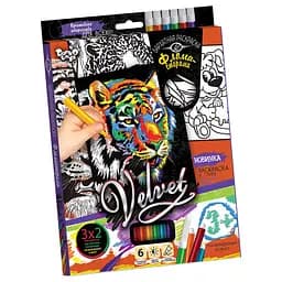 Набор креативной творчества, Бархатная раскраска фломастерами Velvet, Danko Toys