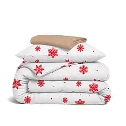 Дитяча постільна білизна фланель Cosas SNOWFLAKES BERRY 110х140см (Flannel_SnowflakesBerry_12Caramel_140)