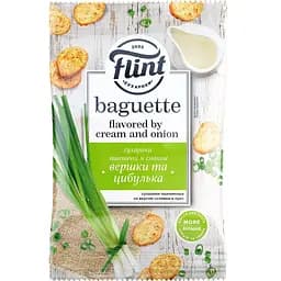 Сухарики Flint Baguette Пшеничные со вкусом сливок и лука 60 г (860533)
