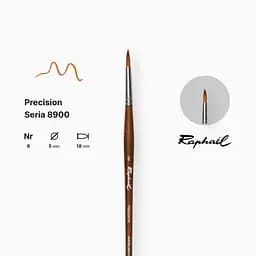 Пензель синтетика кругла Raphael Precision, №6, для акрилу та олії, довга ручка - мініатюра 2