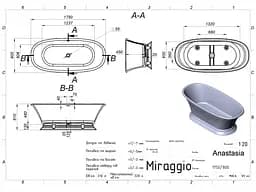 Ванна Miraggio ANASTASIA (69125622) Miramarble Matt | Матова | Окремостояча | Біла - мініатюра 2