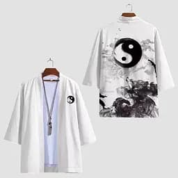 Плащ Хаорі Накидка в японському стилі Інь та ян Дракон Yin and Yang Dragon H N YY D 02