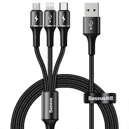 Кабель Baseus Halo Cable USB to microUSB / Lightning / TypeC 3.5 A 1.2m CAMLT-HA01 Black