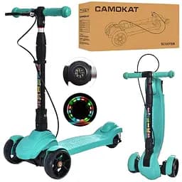 Самокат детский iTrike складной 28х13х66-78 см Зеленый 000222764