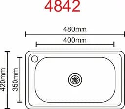 Кухонна мийка Platinum 4842 з нержавіючої сталі 0.6 мм прямокутна 48x42 см сатин (SP000016241) - мініатюра 2