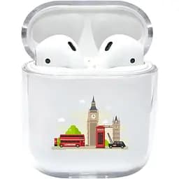 Прозорий силіконовий чохол Apple AirPods із малюнком - London (KAP1167)