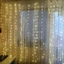 Гирлянда светодиодная Нить Роса 3х3м 300 led теплая штора с пультом USB